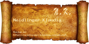 Neidlinger Klaudia névjegykártya